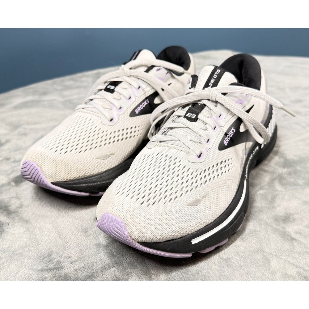 Brooks Adrenaline GTS 23 Womens 8.5 White Purple Running Shoes Support